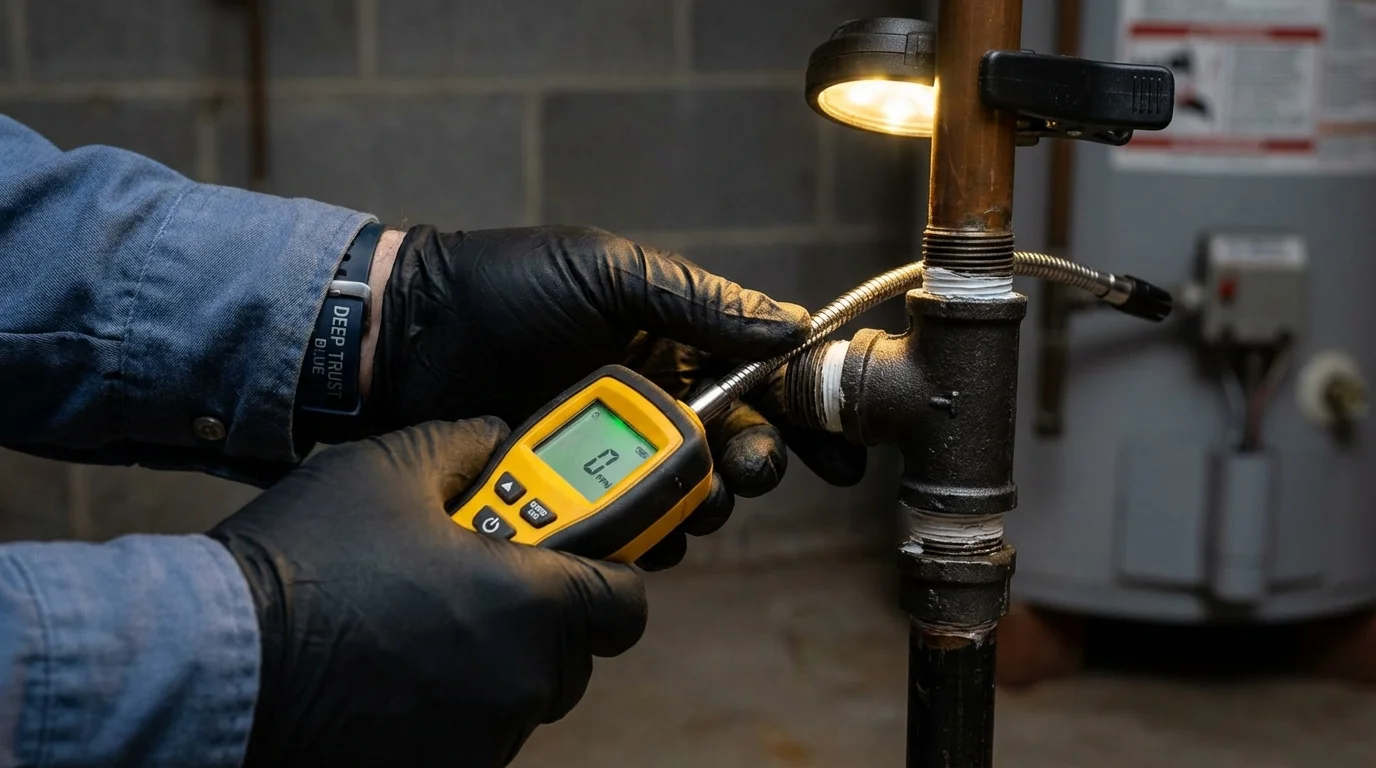 Gas leak detection with electronic sniffer by Johns Plumbing LLC in Trafford